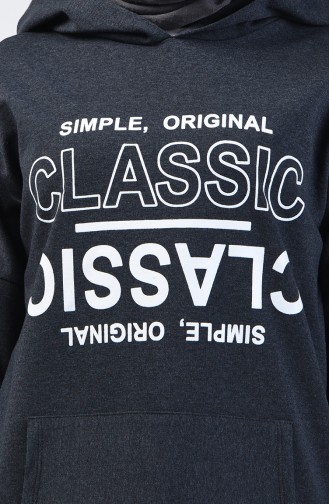 Text Printed Sweatshirt 1600-02 Smoked 1600-02