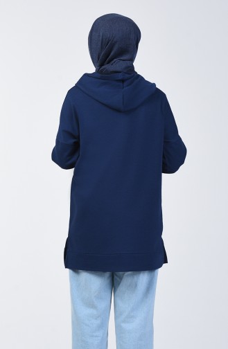 Sweatshirt Lettrage İmprimé 1600-03 Bleu Marine 1600-03