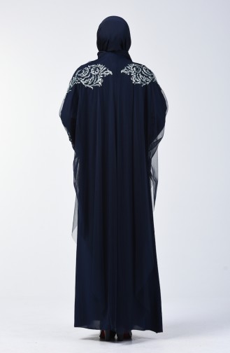 Scaly Evening Dress Double Set 9y3928002-02 Navy Blue 9Y3928002-02