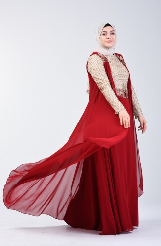 Cape Evening Dress 8k48411002-01 Claret Red 8K48411002-01