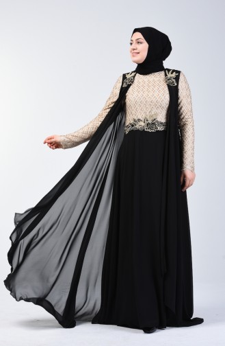 Robe de Soirée Avec Cape 8K48411002-02 NOir 8K48411002-02