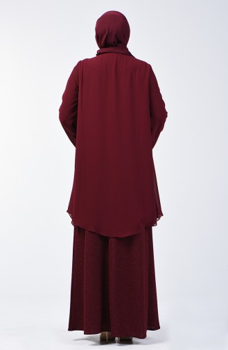 Weinrot Hijab-Abendkleider 3056-01