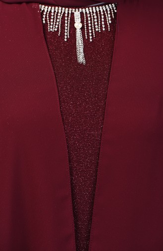 Robe de Soirée à Paillettes Grande Taille 3056-01 Bordeaux 3056-01