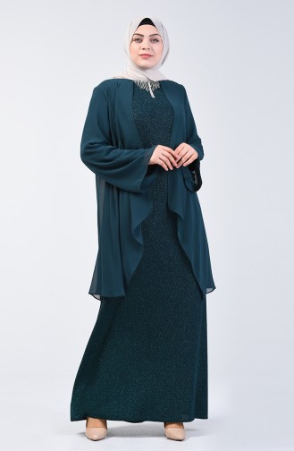 Smaragdgrün Hijab-Abendkleider 3056-03