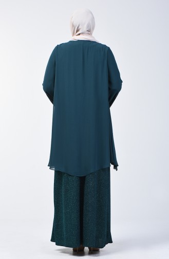 Plus Size Silvery Evening Dress 3056-03 Emerald Green 3056-03