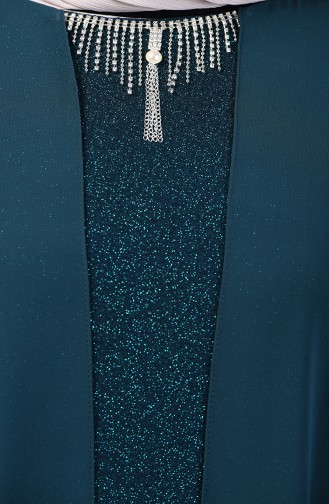 Robe de Soirée à Paillettes Grande Taille 3056-03 Vert émeraude 3056-03