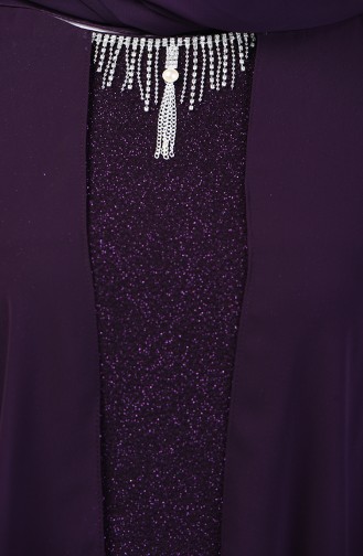 Robe de Soirée à Paillettes Grande Taille 3056-04 Pourpre 3056-04