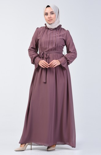 فستان بأكمام مطاطية وردي فاتح 81594-07