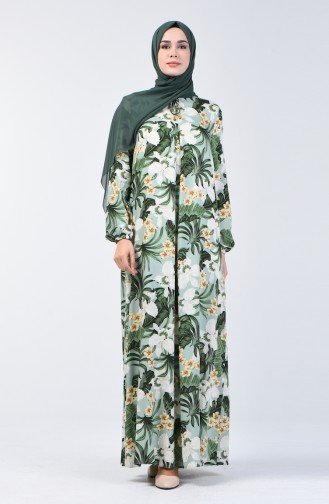 فستان فيسكوز مطوي بطية A أخضر لوزي 8207D-01