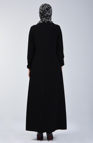 A Pleated Dress with Elastic Sleeves 0120-01 Black 0120-01