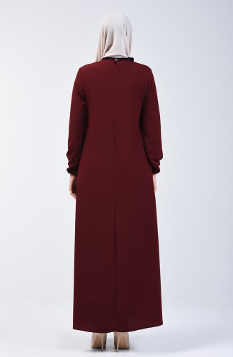 A Pleated Dress with Elastic Sleeves 0120-02 Cherry 0120-02