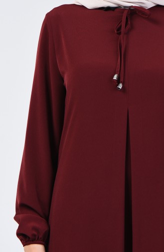 A Pleated Dress with Elastic Sleeves 0120-02 Cherry 0120-02