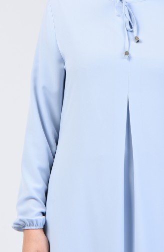 Kolu Lastikli A Pile Elbise 0120-03 Buz Mavisi