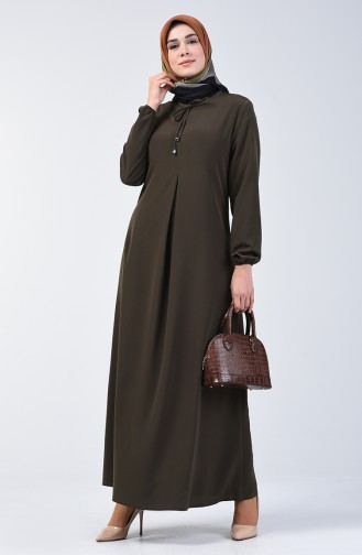 A Pile Dress with Elastic Sleeves 0120-04 Khaki 0120-04