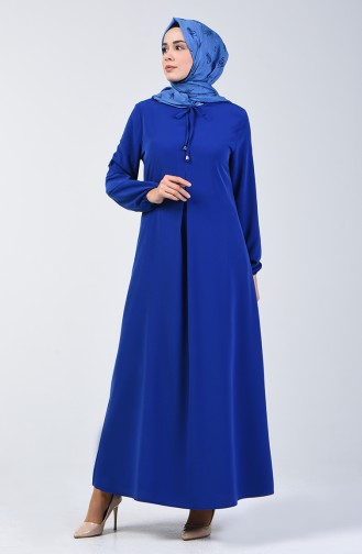 A Pile Dress with Elastic Sleeves 0120-05 Saxe 0120-05