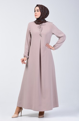 A Pile Dress with Elastic Sleeves 0120-07 Beige 0120-07