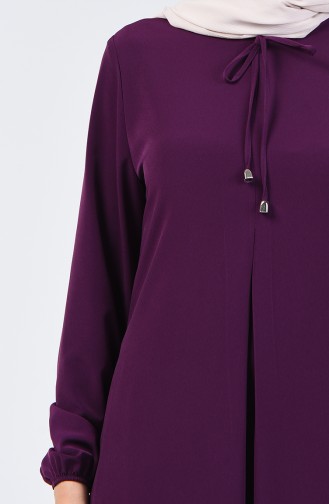 A Pile Dress with Elastic Sleeves 0120-08 Purple 0120-08