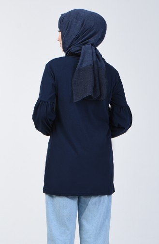 Balloon Sleeve Basic Tunic 5811-12 Navy Blue 5811-12