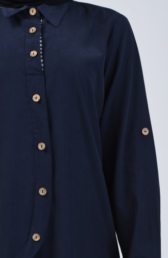 Button Detailed Tencel Tunic 4701-01 Navy Blue 4701-01