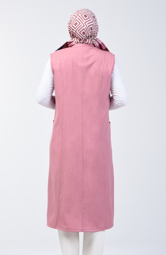 Plus Size Long Vest with Pockets 2106-03 Rose Dry 2106-03