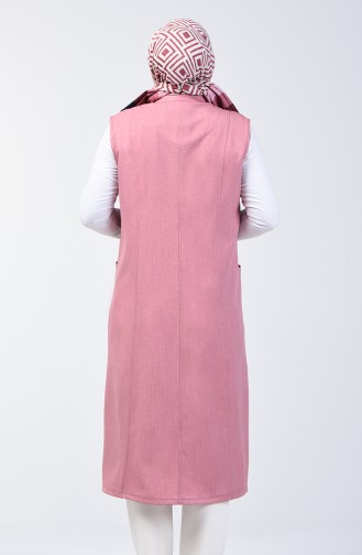 Long Gilet Sans Manches Avec Poche Grande Taille 2106-03 Rose Pâle 2106-03