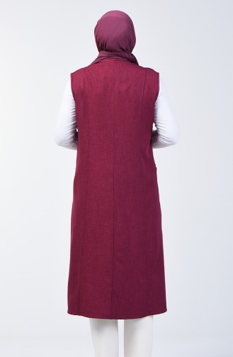 Long Gilet Sans Manches Avec Poche Grande Taille 2106-04 Plum 2106-04