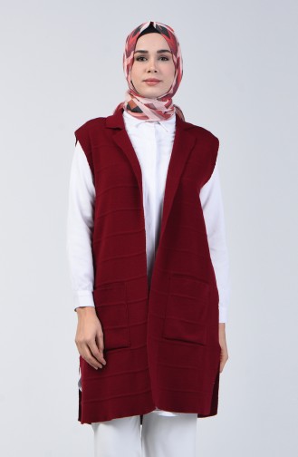 Gilet Tricot Sans Manches à Poche 4205-05 Bordeaux 4205-05