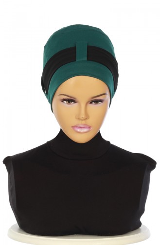 Chiffon Shawl Combed Bonnet B0036-14-14 Green Black 0036-14-14