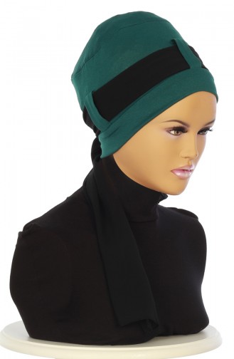 Chiffon Shawl Combed Bonnet B0036-14-14 Green Black 0036-14-14