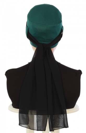 Chiffon Shawl Combed Bonnet B0036-14-14 Green Black 0036-14-14