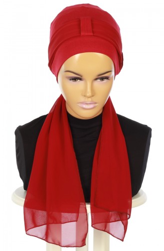 Chiffon Shawl Combed Bonnet B0036-3-7 Claret Red 0036-3-7