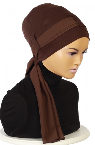 Chiffon Shawl Combed Bonnet B0036-5-6 Brown 0036-5-6