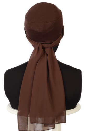 Chiffon Shawl Combed Bonnet B0036-5-6 Brown 0036-5-6