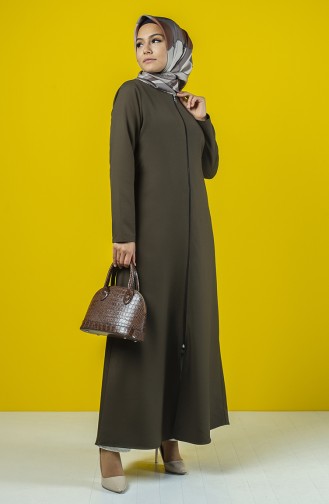 Abaya mit Reissverschluss und Band 2138-01 Khaki 2138-01