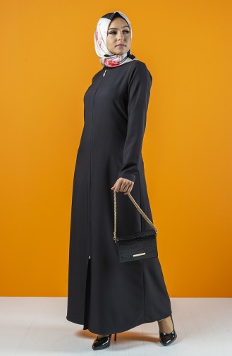 Abaya mit Reissverschluss und Band  2138-02 Schwarz 2138-02