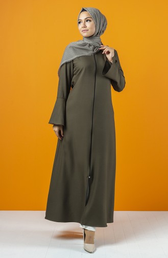 Spanish Sleeve Zippered Abaya 2139-02 Khaki 2139-02