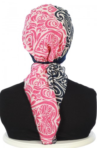 Turban Prêt HT0065-1-1 Bleu Marine Fuchsia 0065-1-1