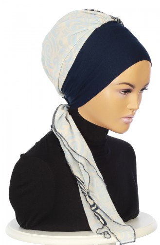 Turban Prêt HT0065-1-27 Bleu Marine Bleu 0065-1-27