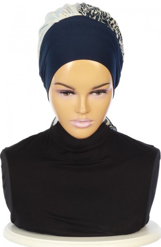 Turban Prêt HT0065-1-27 Bleu Marine Bleu 0065-1-27