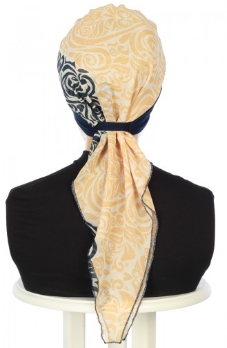 Turban Prêt HT0065-1-S Bleu Marine Jaune 0065-1-S