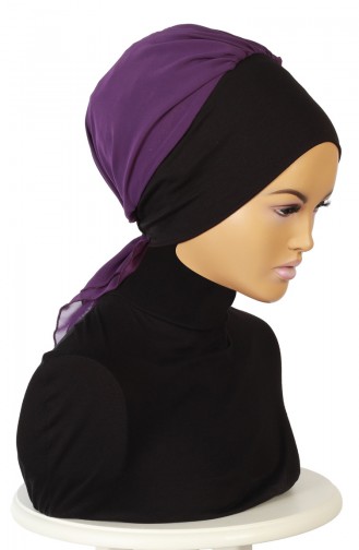 Turban Prêt HT0065-6-20 Noir Pourpre 0065-6-20