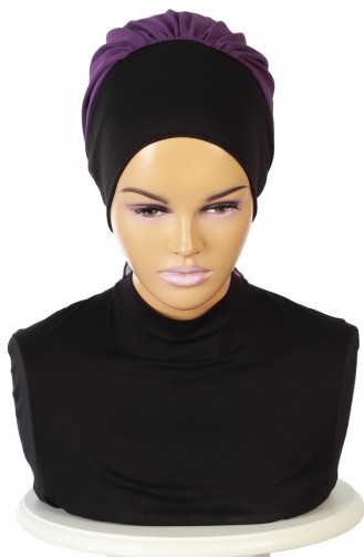 Turban Prêt HT0065-6-20 Noir Pourpre 0065-6-20