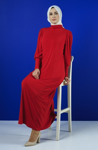 Neckband Straight Dress Red 8143-02