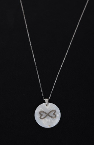 Ladies Silver Necklace Sgk004 White 004