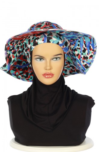 Patterned Bonneted Hat Sp001-03 Blue 001-03