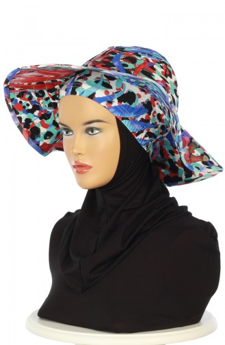 Patterned Bonneted Hat Sp001-03 Blue 001-03