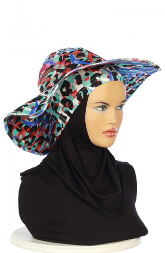 Patterned Bonneted Hat Sp001-03 Blue 001-03