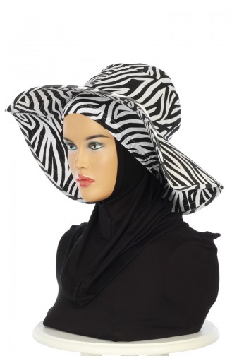 Patterned Bonneted Hat Sp001-04 Black 001-04