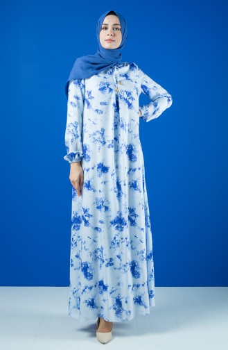 Robe Viscose Plis en A 8207A-01 Bleu Marine 8207A-01