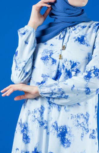 فستان فيسكوز مطوي بطية A أزرق 8207A-01